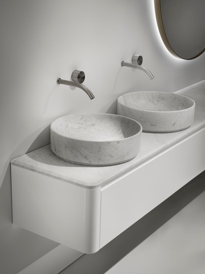 ViaVeneto Classic G | Meuble de salle de bain à deux tiroirs, dessus biseauté et lavabo en marbre longueur 240 | Meubles sous-lavabo | Falper