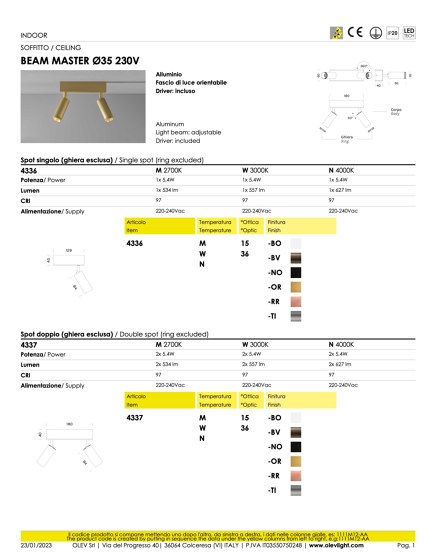 Beam Master 35 230V | Lámparas de techo | OLEV