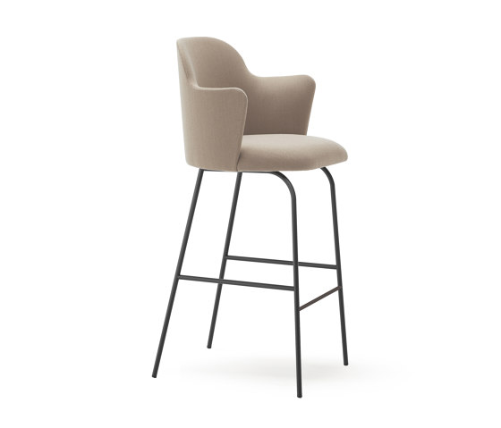 Aleta stool - fixed base counter height & high backrest with armrest | Tabourets de bar | viccarbe