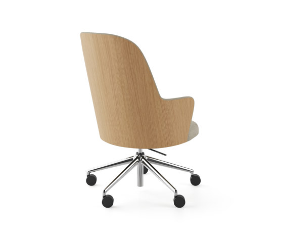 Aleta Executive chair - five casters aluminium base back in wood | Chairs | viccarbe