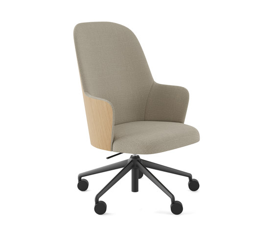 Aleta Executive chair - five casters aluminium base back in wood | Stühle | viccarbe