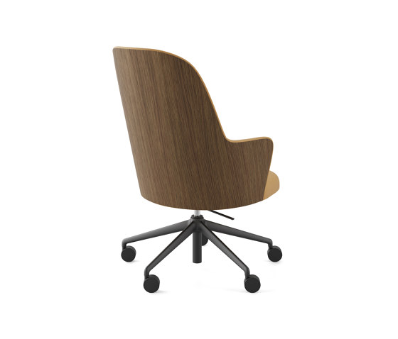 Silla Aleta Executive - base con cinco ruedas nylon respaldo de madera | Sillas | viccarbe