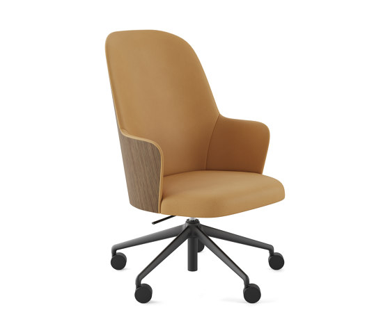 Silla Aleta Executive - base con cinco ruedas nylon respaldo de madera | Sillas | viccarbe