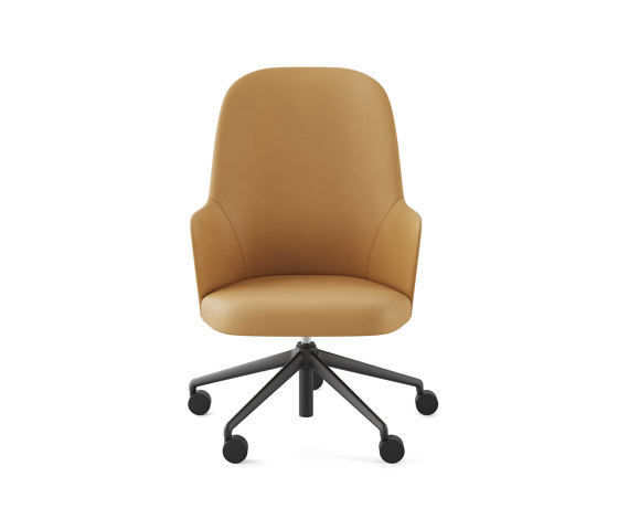 Silla Aleta Executive - base con cinco ruedas nylon respaldo de madera | Sillas | viccarbe