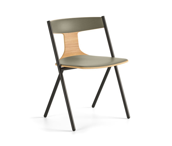 Quadra chair with cushion and upholstered backrest | Chaises | viccarbe