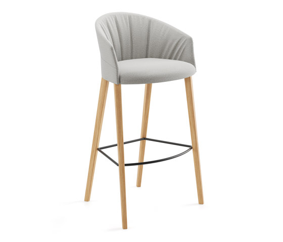 Copa stool - four wooden legs base bar height soft upholstery | Bar stools | viccarbe