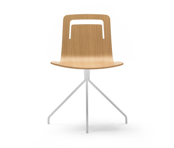 Klip chair - swivel base & stained / lacquered seat with handle | Chairs | viccarbe