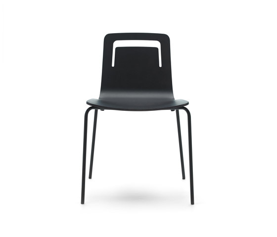 Klip chair - four metal legs base & stained / lacquered seat with handle | Chairs | viccarbe