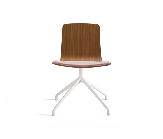 Klip chair - pyramid swivel base & stained / lacquered seat with cushion | Sedie | viccarbe