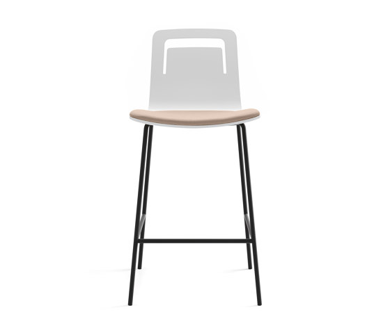 Klip stool - fixed base counter height & lacquered seat with handle and cushion | Barhocker | viccarbe