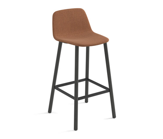 Maarten stool - four wooden legs base counter height & smooth upholstery | Barhocker | viccarbe