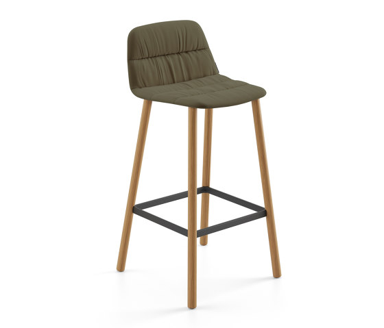 Maarten stool - four wooden legs base counter height & soft upholstery | Bar stools | viccarbe