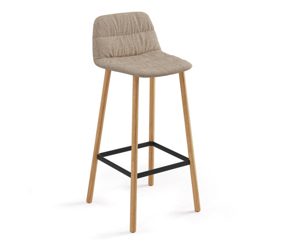 Maarten stool - four wooden legs base bar height & soft upholstery | Bar stools | viccarbe