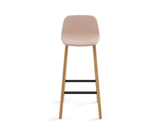 Maarten stool - four wooden legs base bar height & smooth upholstery | Bar stools | viccarbe