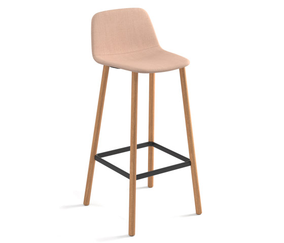 Maarten stool - four wooden legs base bar height & smooth upholstery | Sgabelli bancone | viccarbe