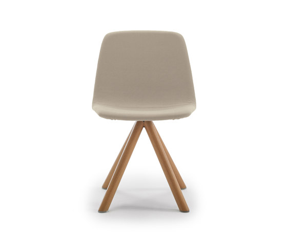 Silla Maarten - base giratoria de madera y asiento tapizado liso | Sillas | viccarbe