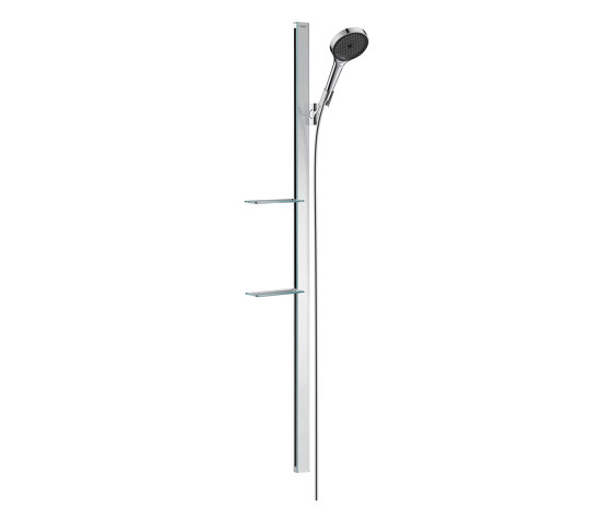 Rainfinity Brauseset 130 3jet EcoSmart mit Brausestange 150 cm und Ablagen | Duscharmaturen | Hansgrohe