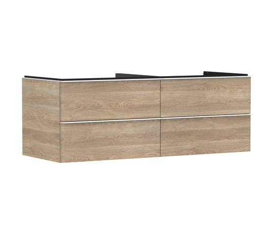 Xelu Q Mueble de baño roble natural 1360/550 con 4 cajones para consolas con bol | Armarios lavabo | Hansgrohe