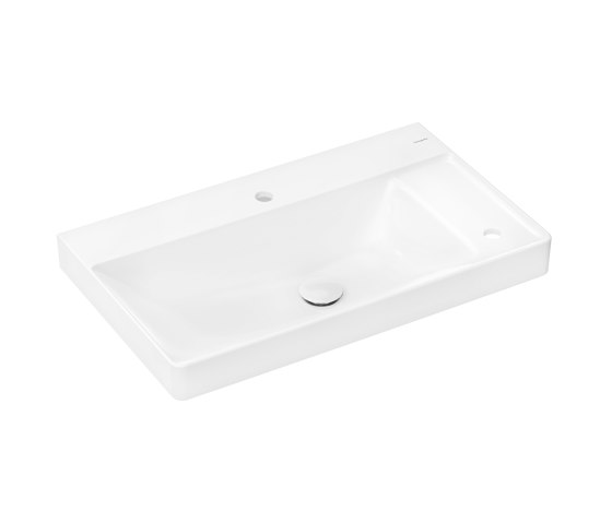 Xelu Q Lavabo con repisa a la derecha 800/480, con 2 orificios para grifo sin rebosadero, SmartClean | Lavabos | Hansgrohe