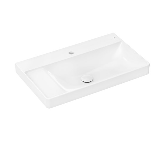 Xelu Q Lavabo con repisa a la izquierda 800/480, con orificio para grifo sin rebosadero, SmartClean | Lavabos | Hansgrohe