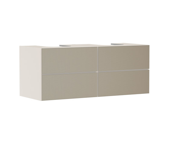 Xevolos E Mueble de baño beige arena mate 1370/550 con 4 cajones para consolas con 2 lavabos de apoyo | Armarios lavabo | Hansgrohe