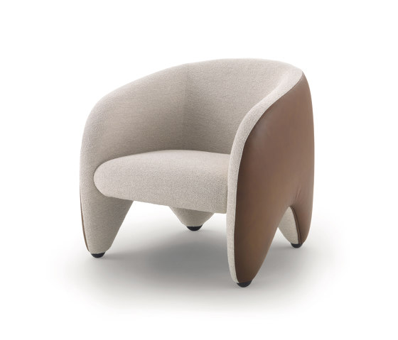 Yuzu Armchair cover inside fabric - outside leather | Armchairs | ARFLEX