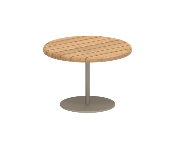 Butler side table 40cm round coated stainless steel & teak top | Mesas auxiliares | Royal Botania