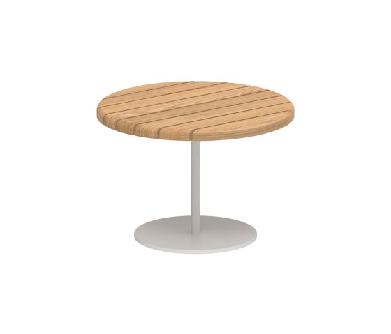 Butler side table 40cm round coated stainless steel & teak top | Tavolini alti | Royal Botania