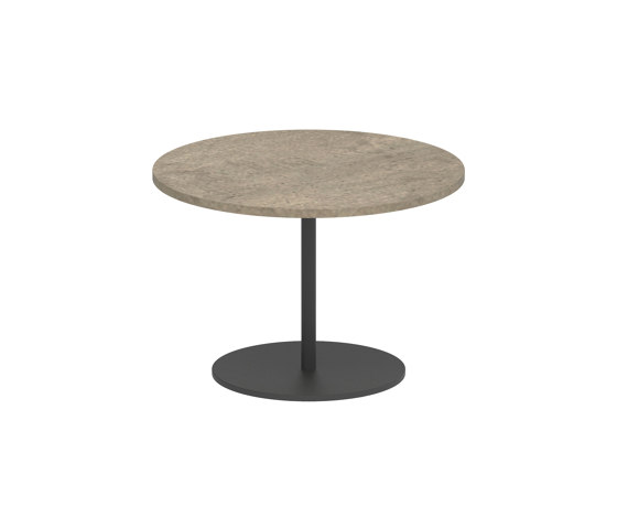 Butler side table 40cm round coated stainless steel & teak top | Side tables | Royal Botania