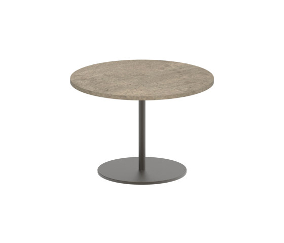 Butler side table 40cm round coated stainless steel & teak top | Tavolini alti | Royal Botania