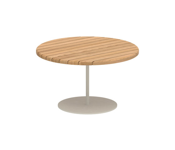 Butler side table 60cm round coated stainless steel & teak top | Tavolini alti | Royal Botania