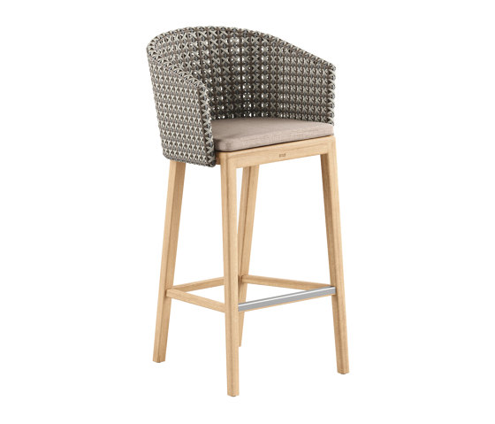 Calypso barstool teak & Kris Kross woven back | Bar stools | Royal Botania