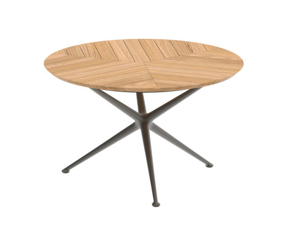 Exes table 120cm round coated aluminium & teak top | Dining tables | Royal Botania