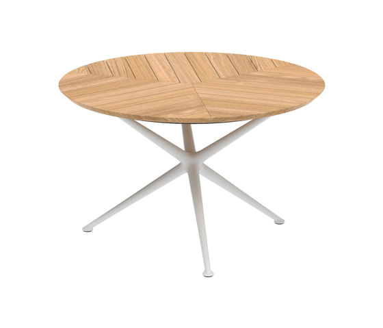 Exes table 120cm round coated aluminium & teak top | Dining tables | Royal Botania