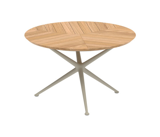 Exes table 120cm round coated aluminium & teak top | Dining tables | Royal Botania