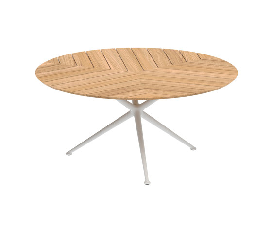 Exes table 160cm round coated aluminium & teak top | Mesas comedor | Royal Botania