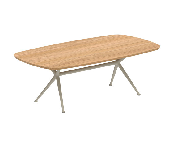 Exes table 220x120cm coated aluminium & plateau en teck | Tables de repas | Royal Botania