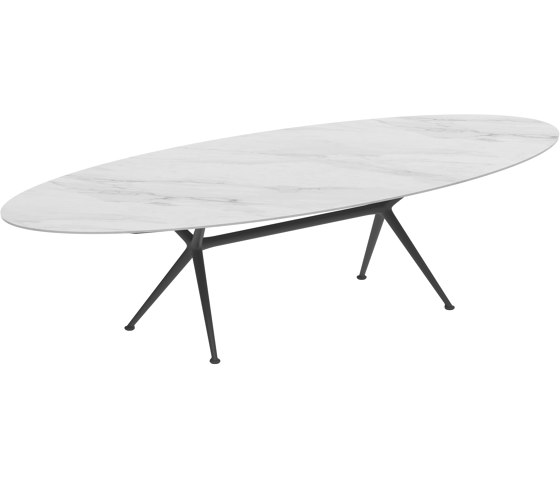 Exes table 320x140cm oval coated aluminium & ceram or teak top | Mesas comedor | Royal Botania