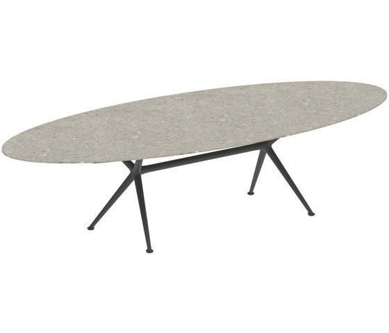 Exes table 320x140cm oval coated aluminium & ceram or teak top | Mesas comedor | Royal Botania