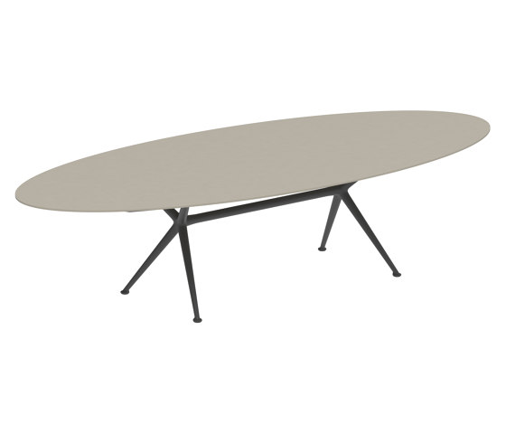 Exes table 320x140cm oval coated aluminium & plateau en céramique ou teck | Tables de repas | Royal Botania