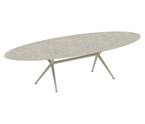 Exes table 320x140cm oval coated aluminium & ceram or teak top | Mesas comedor | Royal Botania