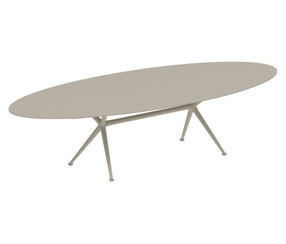 Exes table 320x140cm oval coated aluminium & plateau en céramique ou teck | Tables de repas | Royal Botania