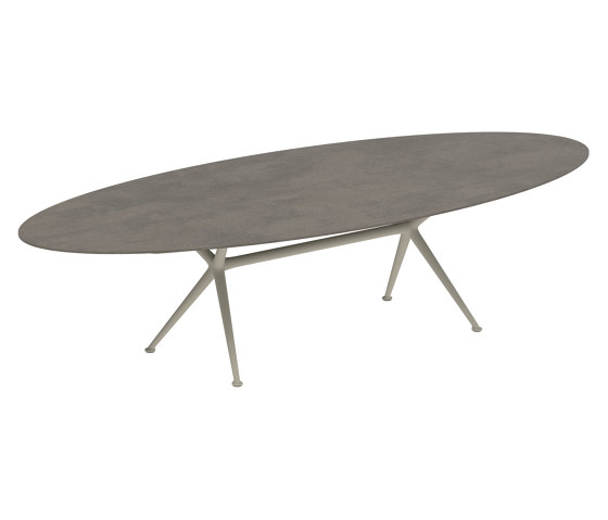 Exes table 320x140cm oval coated aluminium & plateau en céramique ou teck | Tables de repas | Royal Botania