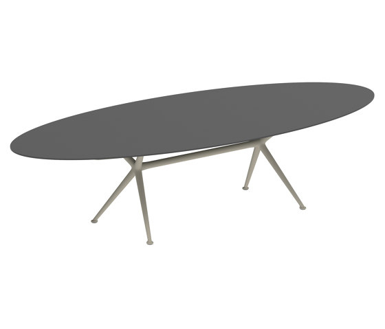 Exes table 320x140cm oval coated aluminium & plateau en céramique ou teck | Tables de repas | Royal Botania