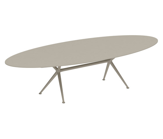 Exes table 320x140cm oval coated aluminium & plateau en céramique ou teck | Tables de repas | Royal Botania