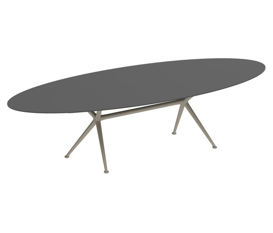 Exes table 320x140cm oval coated aluminium & plateau en céramique ou teck | Tables de repas | Royal Botania