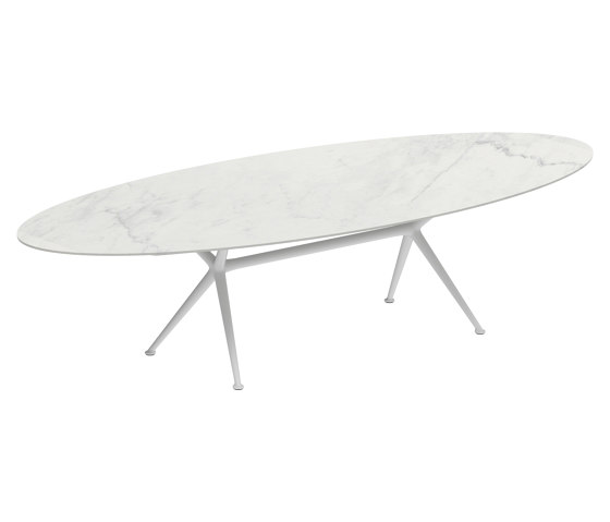 Exes table 320x140cm oval coated aluminium & ceram or teak top | Mesas comedor | Royal Botania