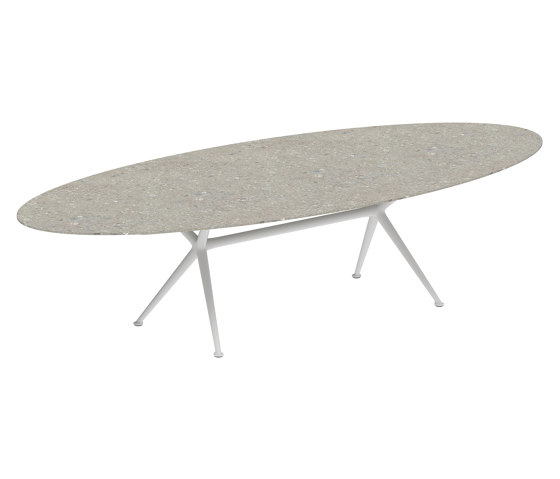 Exes table 320x140cm oval coated aluminium & ceram or teak top | Mesas comedor | Royal Botania