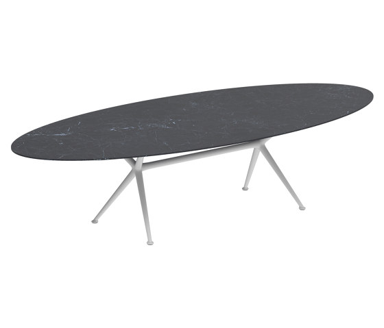 Exes table 320x140cm oval coated aluminium & ceram or teak top | Mesas comedor | Royal Botania