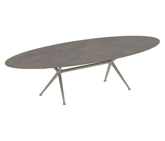 Exes table 320x140cm oval coated aluminium & ceram or teak top | Mesas comedor | Royal Botania